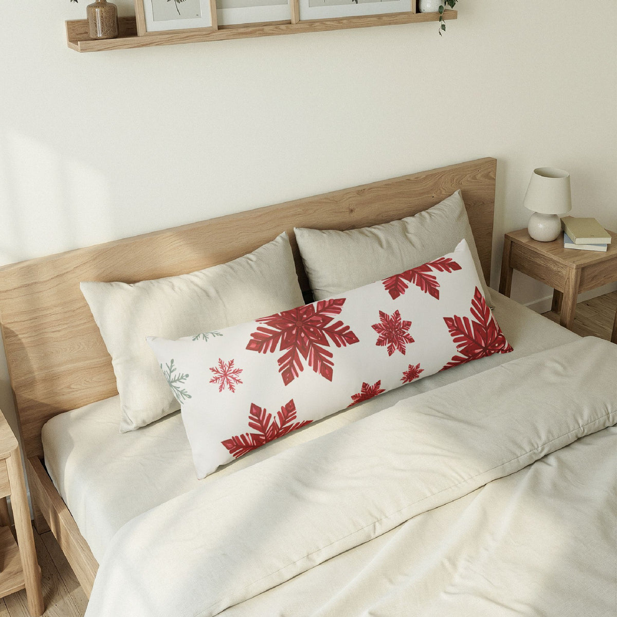 Red Snowflake Pattern Body Pillow