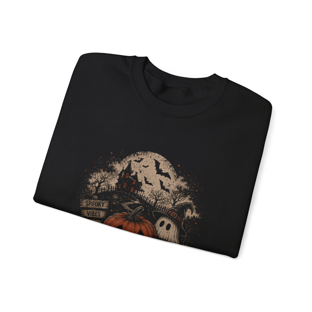 Halloween Pumpkin Patch Crewneck Sweatshirt – Spooky Scenic Jack-O'-Lantern Design