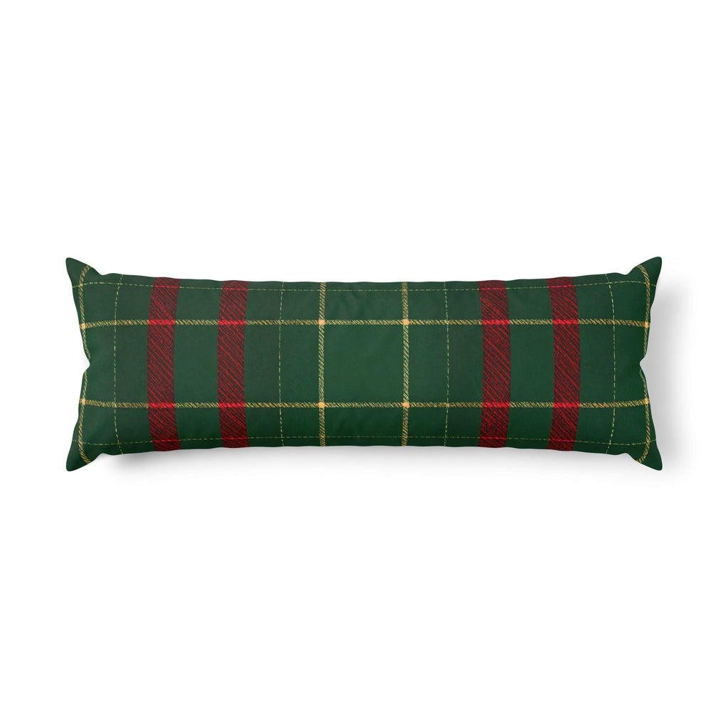Forest Green & Red Tartan Body Pillow