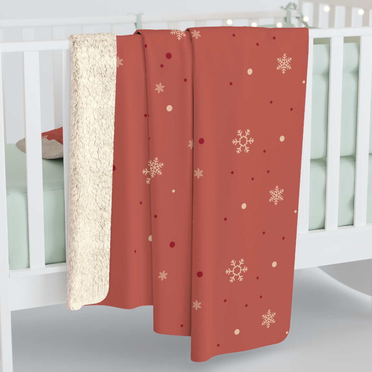 Dusty Rose Snowflake Sherpa Fleece Blanket