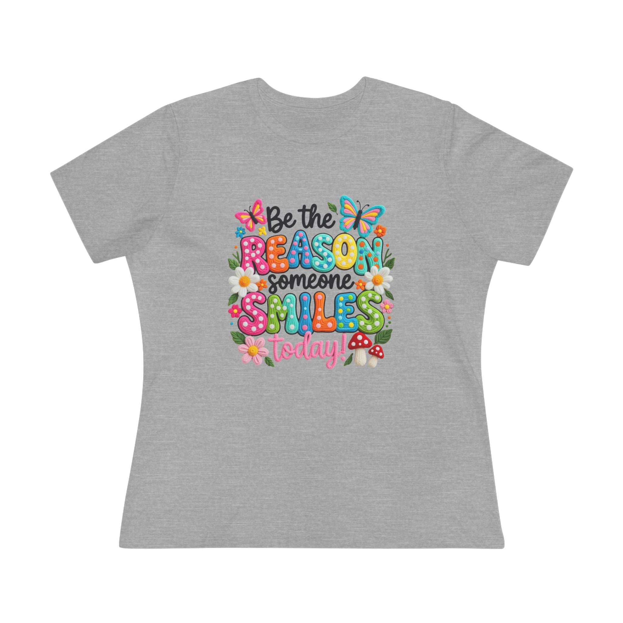 Floral Butterfly Cotton Tee - Be the Reason Someone Smiles Positive Message Shirt