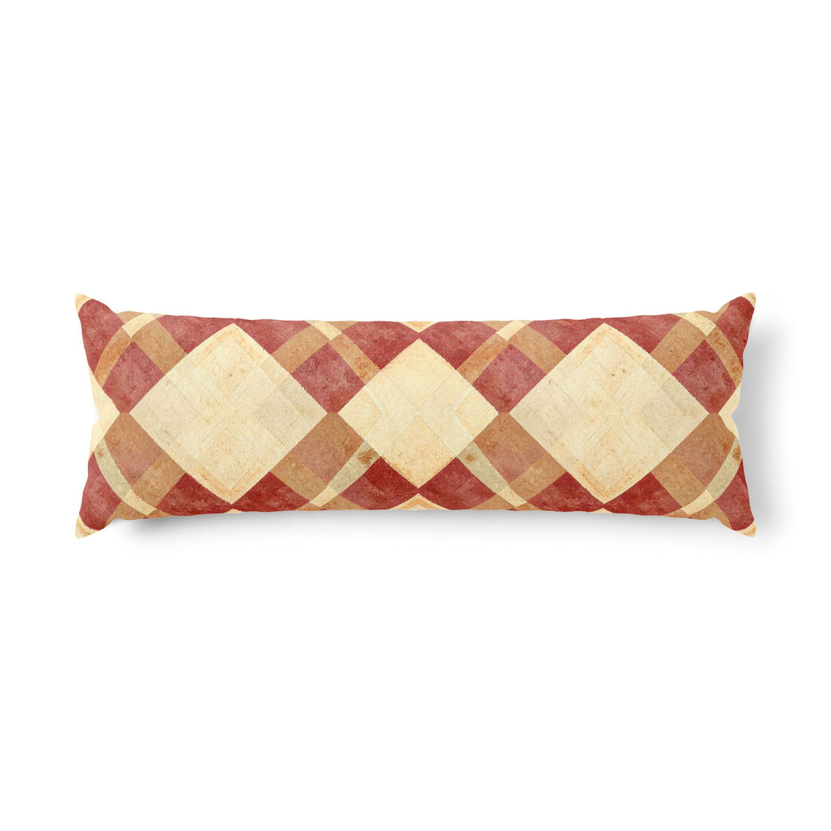 Red Tan Argyle Pattern Body Pillow