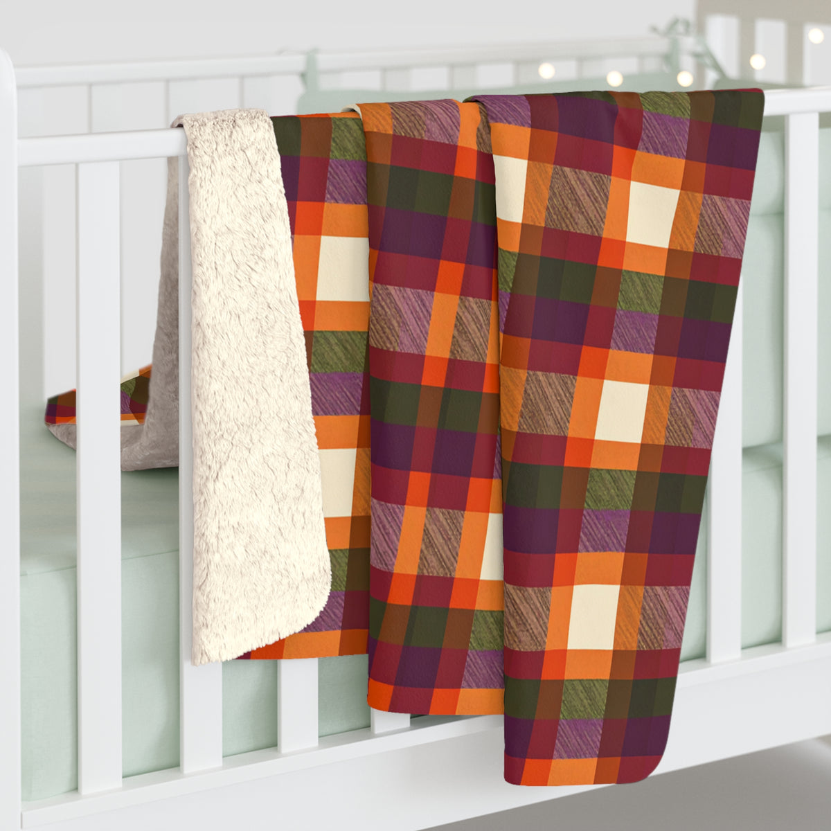 Rustic Plaid Sherpa Fleece Blanket