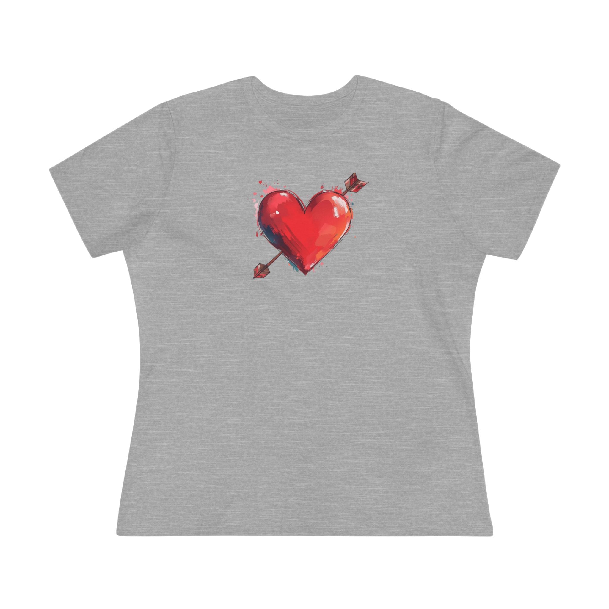 Heart & Arrow Women's Tee — Cute Watercolor Valentine Shirt