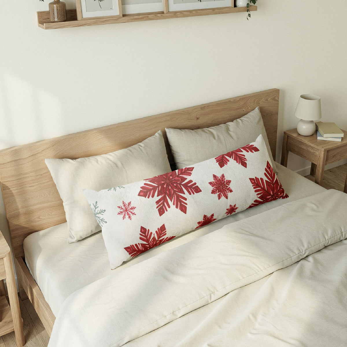 Red Snowflake Pattern Body Pillow