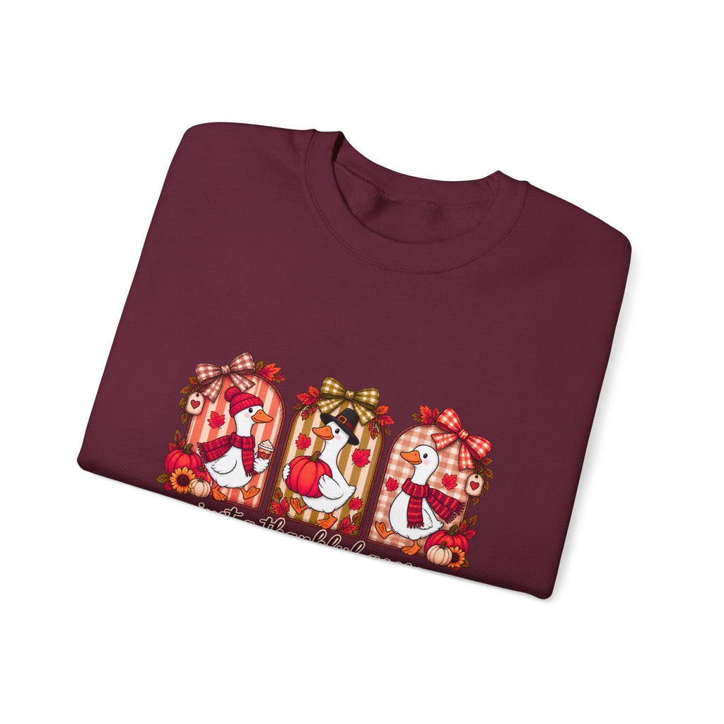 Thankful Geese Crewneck Sweatshirt — Fall Thanksgiving Cozy Pullover