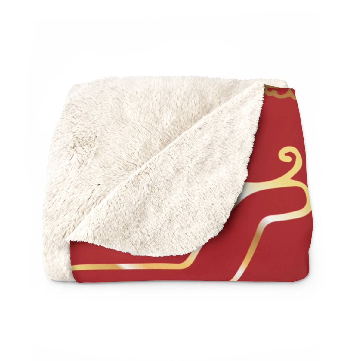 Cranberry Red & Gold Christmas Sherpa Fleece Blanket