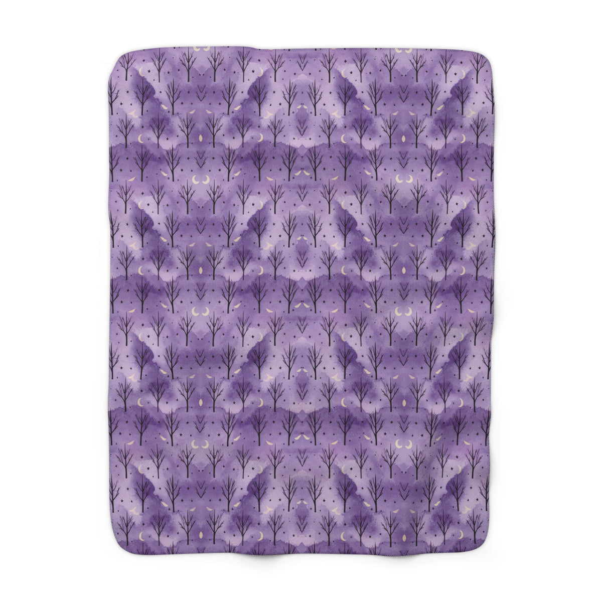 Purple Moonlit Forest Sherpa Fleece Blanket