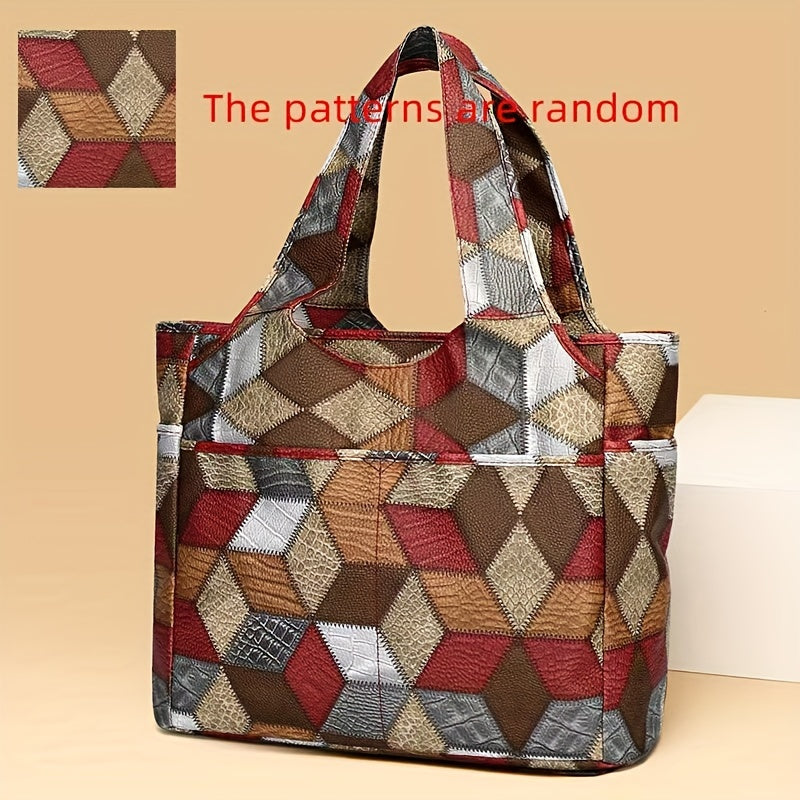Women's Plaid Tote Bag - Large Capacity Shoulder Handbag