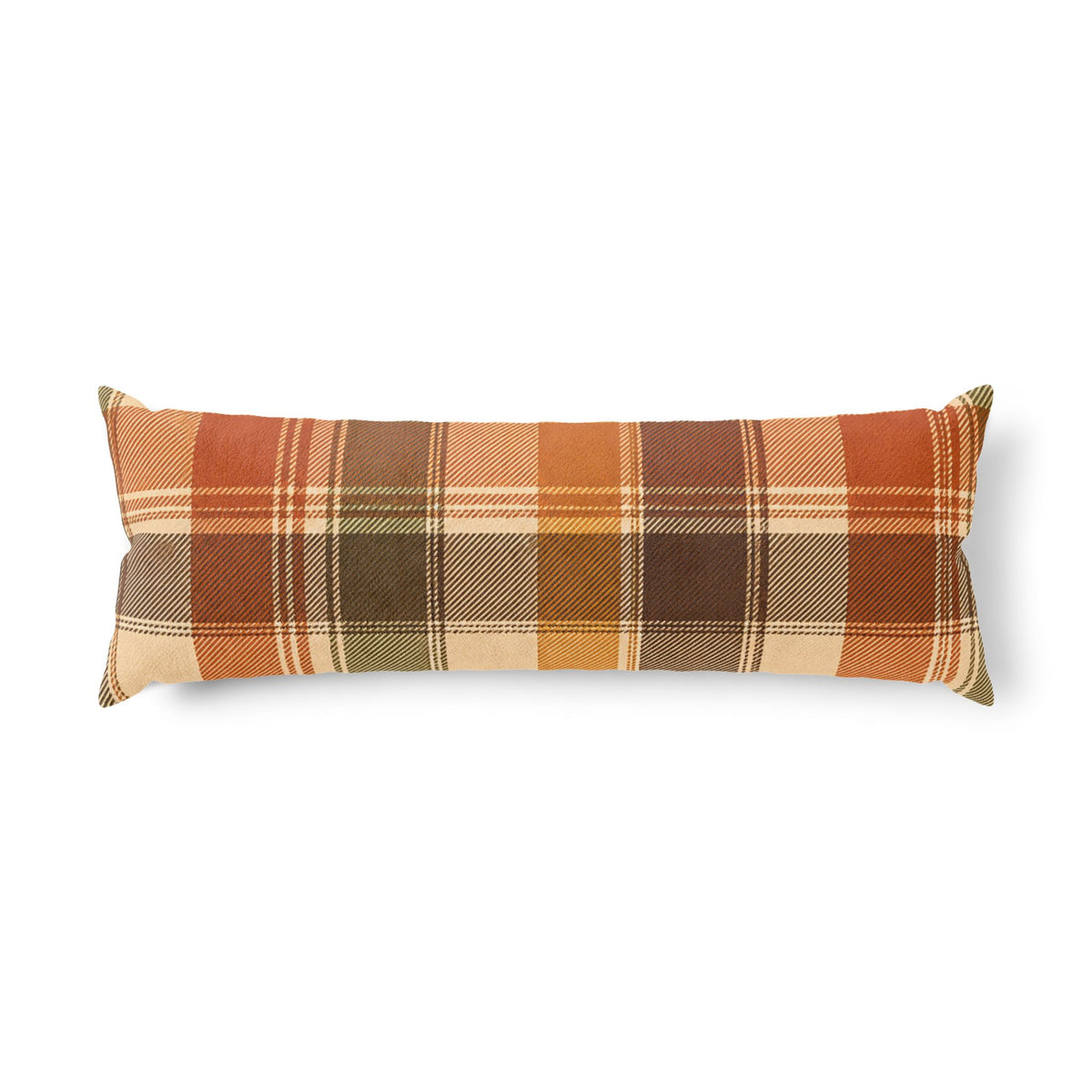 Rustic Orange Brown Plaid Body Pillow