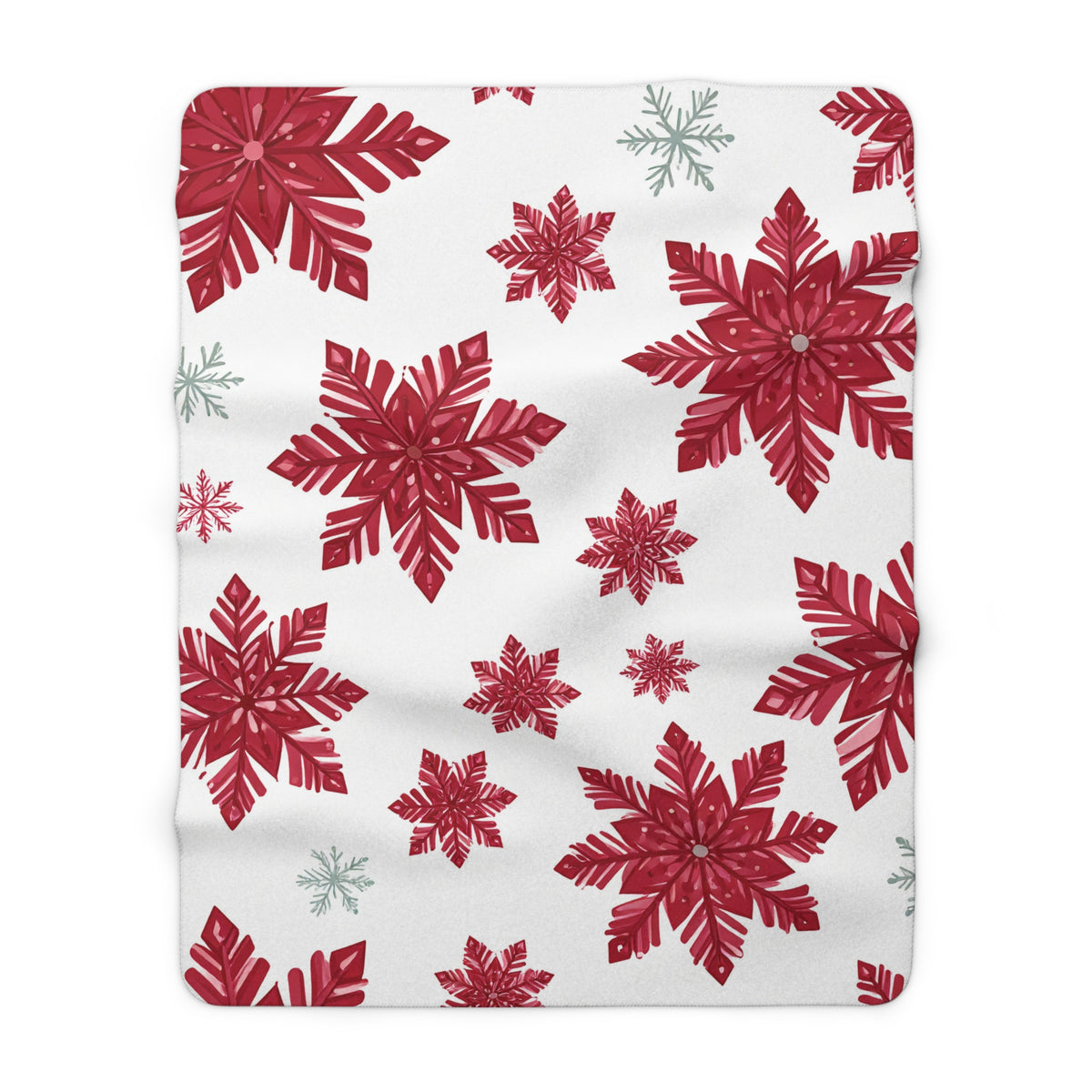 Red & Sage Snowflake Sherpa Fleece Blanket