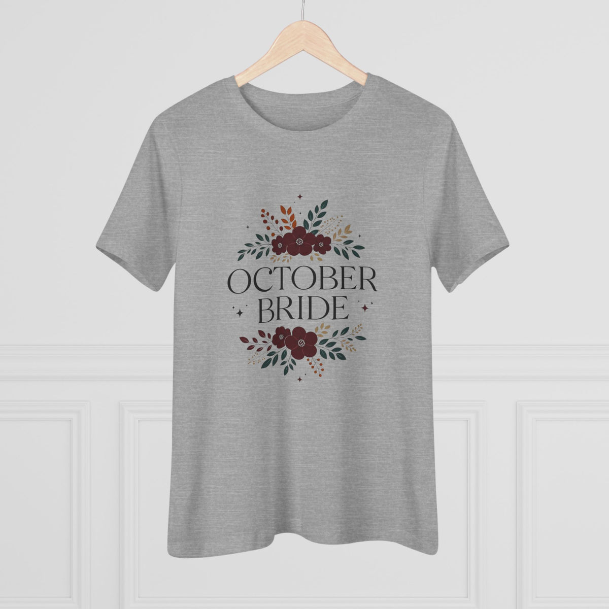 October Bride Floral Tee — Fall Wedding & Halloween Bride Shirt