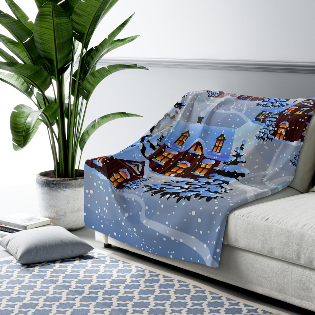 Winter Village Christmas Sherpa Fleece Blanket