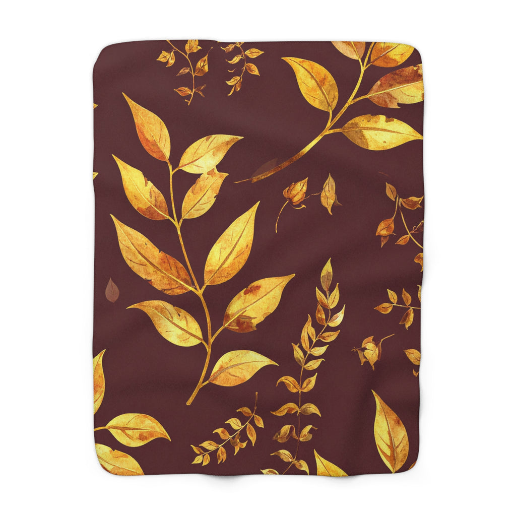 Autumn Golden Leaves Sherpa Fleece Blanket