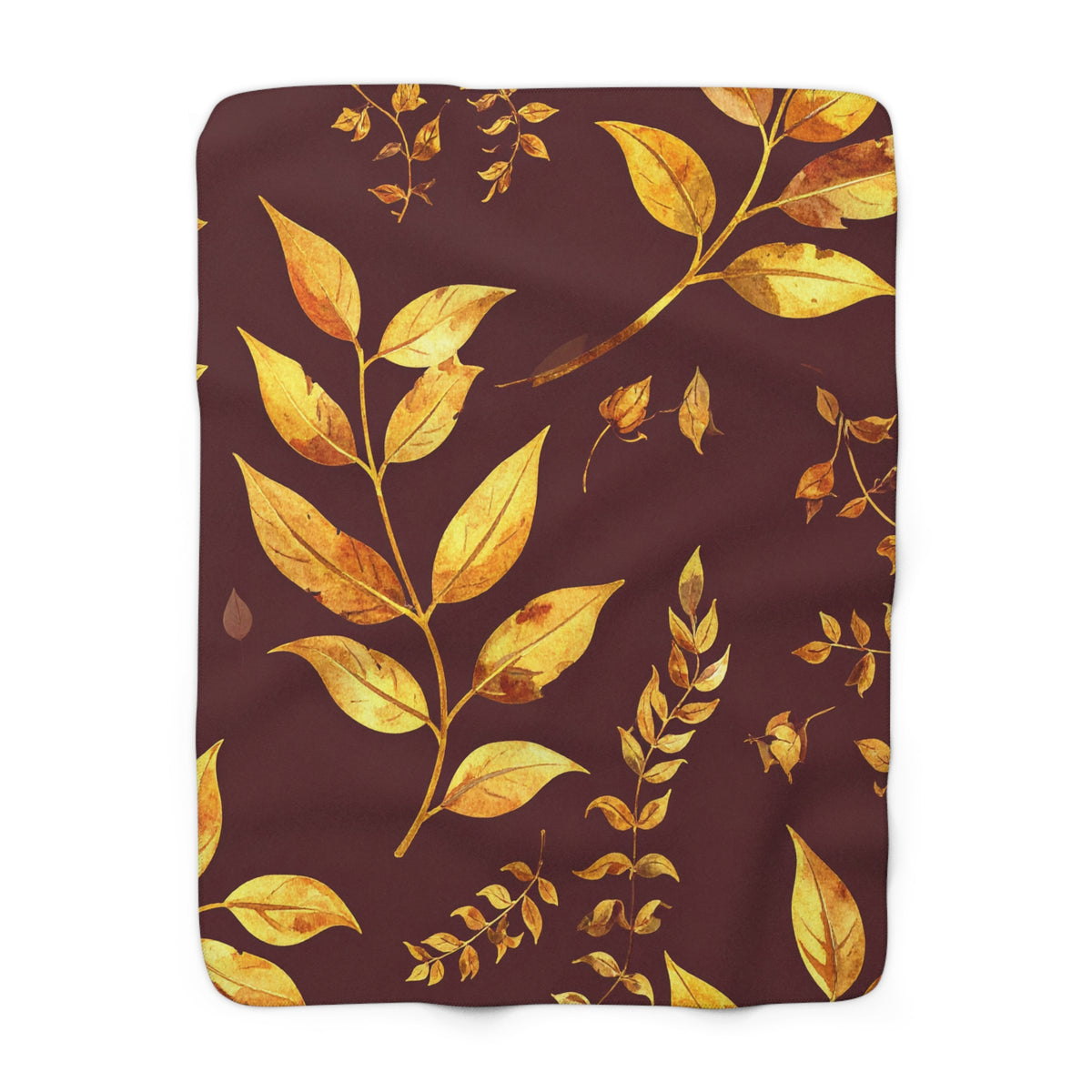 Autumn Golden Leaves Sherpa Fleece Blanket