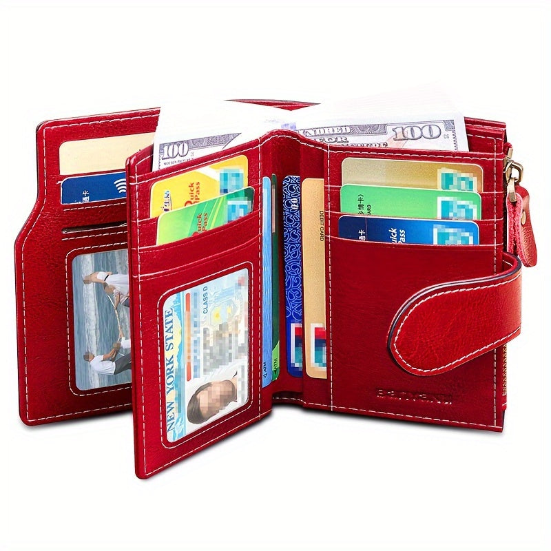 Banyanu Leather Wallet Bag - Unisex Large Capacity Zip Wallet for Men & Women