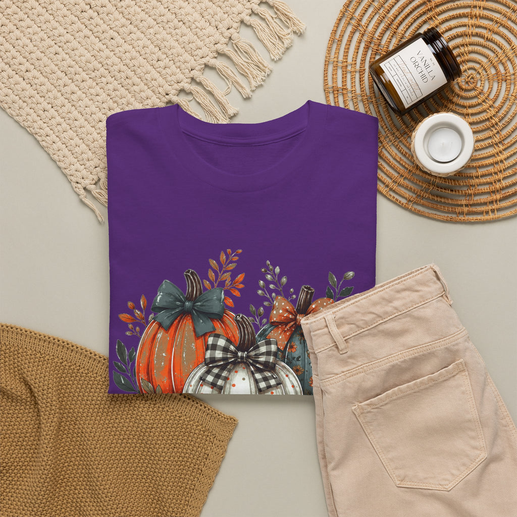 Autumn Pumpkin Trio Tee — Fall Floral Harvest Shirt