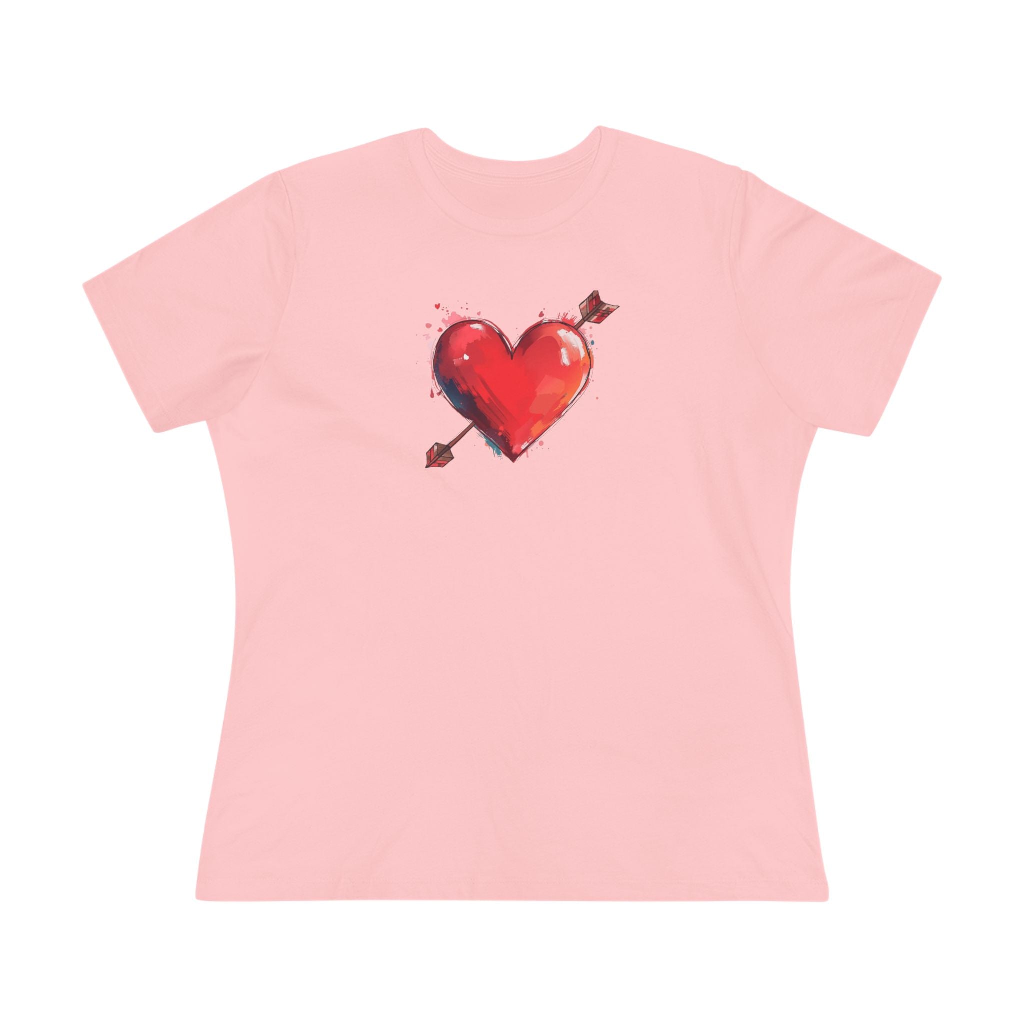 Heart & Arrow Women's Tee — Cute Watercolor Valentine Shirt