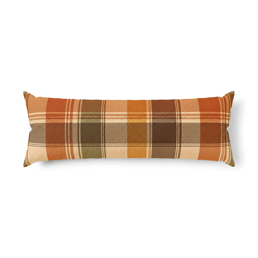 Rustic Orange Brown Plaid Body Pillow