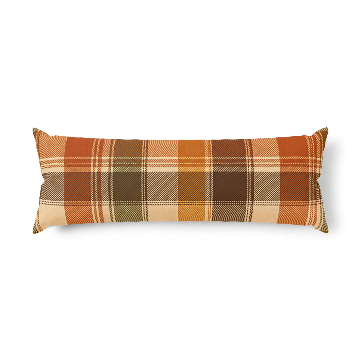 Rustic Orange Brown Plaid Body Pillow