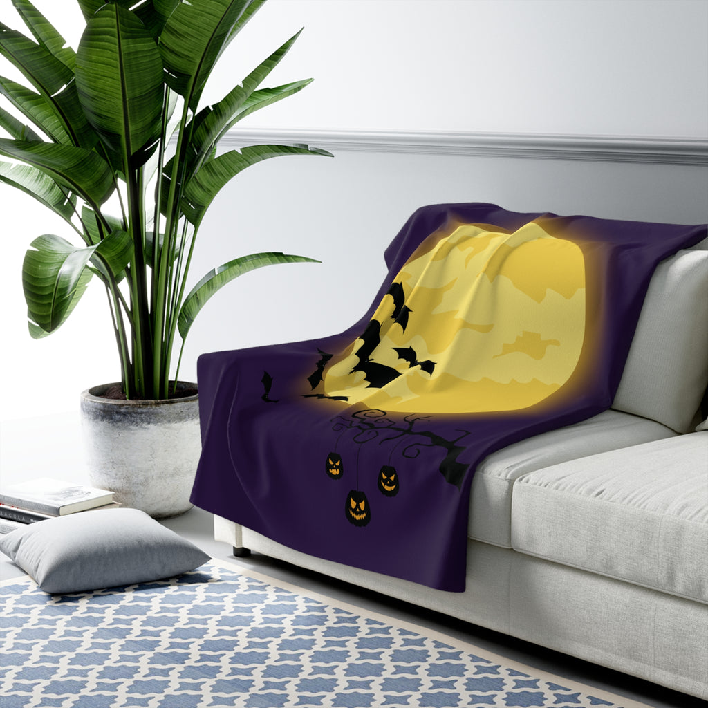 Golden Moon & Bats Sherpa Fleece Blanket