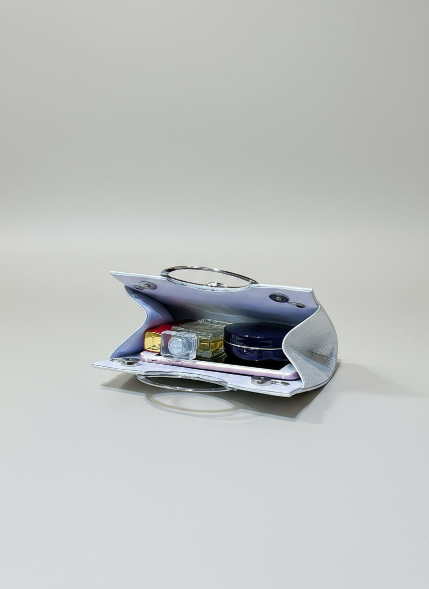 Small electronic device with a screen on a gray background