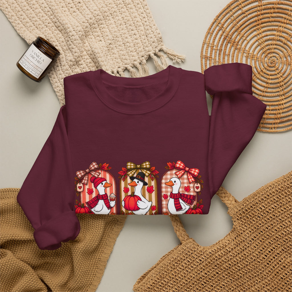 Thankful Geese Crewneck Sweatshirt — Fall Thanksgiving Cozy Pullover
