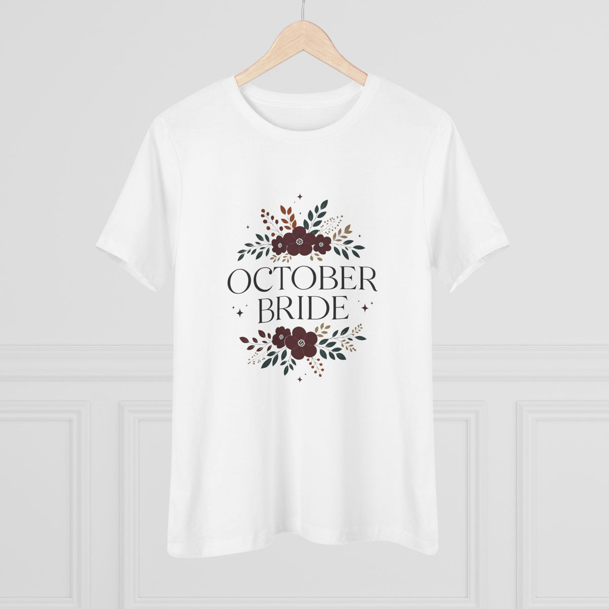 October Bride Floral Tee — Fall Wedding & Halloween Bride Shirt