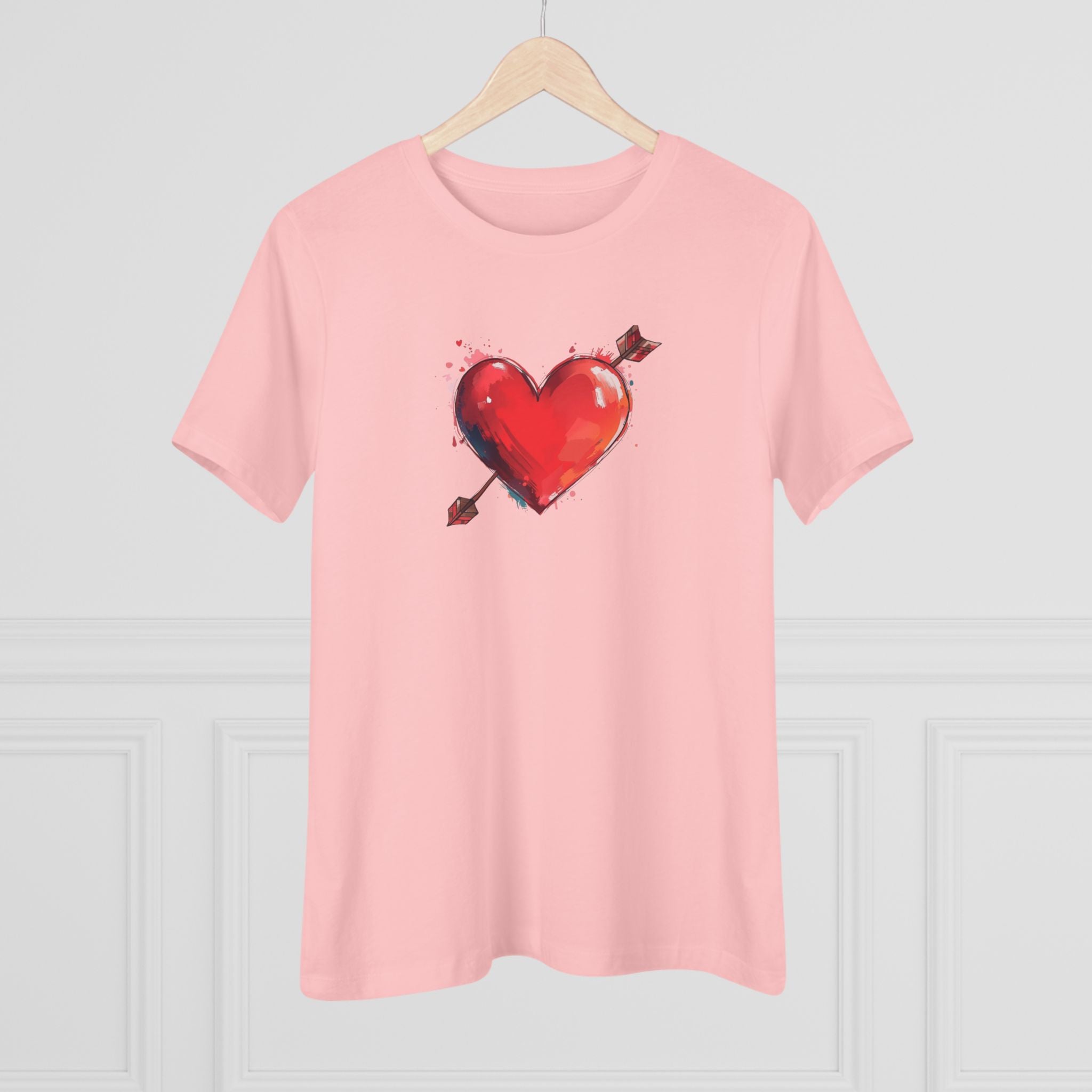Heart & Arrow Women's Tee — Cute Watercolor Valentine Shirt