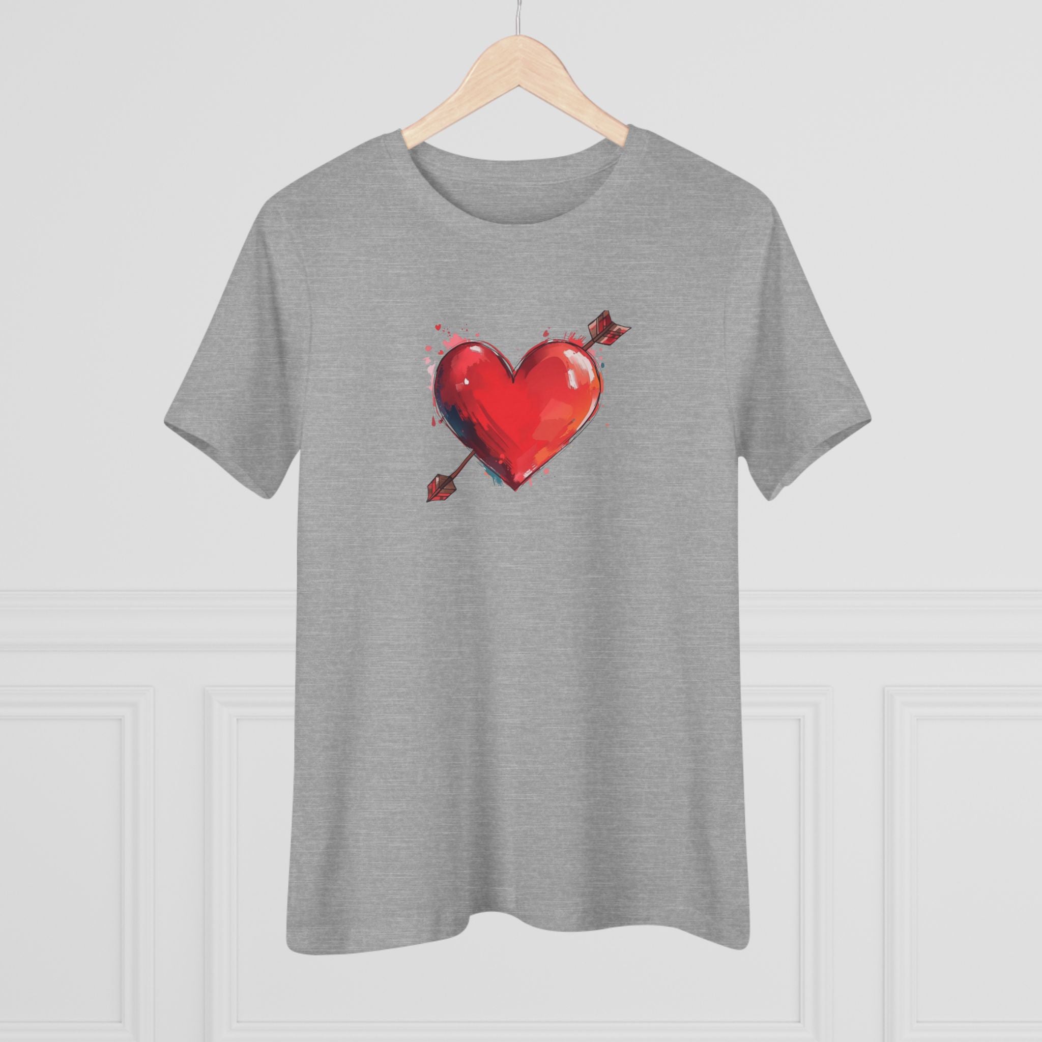 Heart & Arrow Women's Tee — Cute Watercolor Valentine Shirt