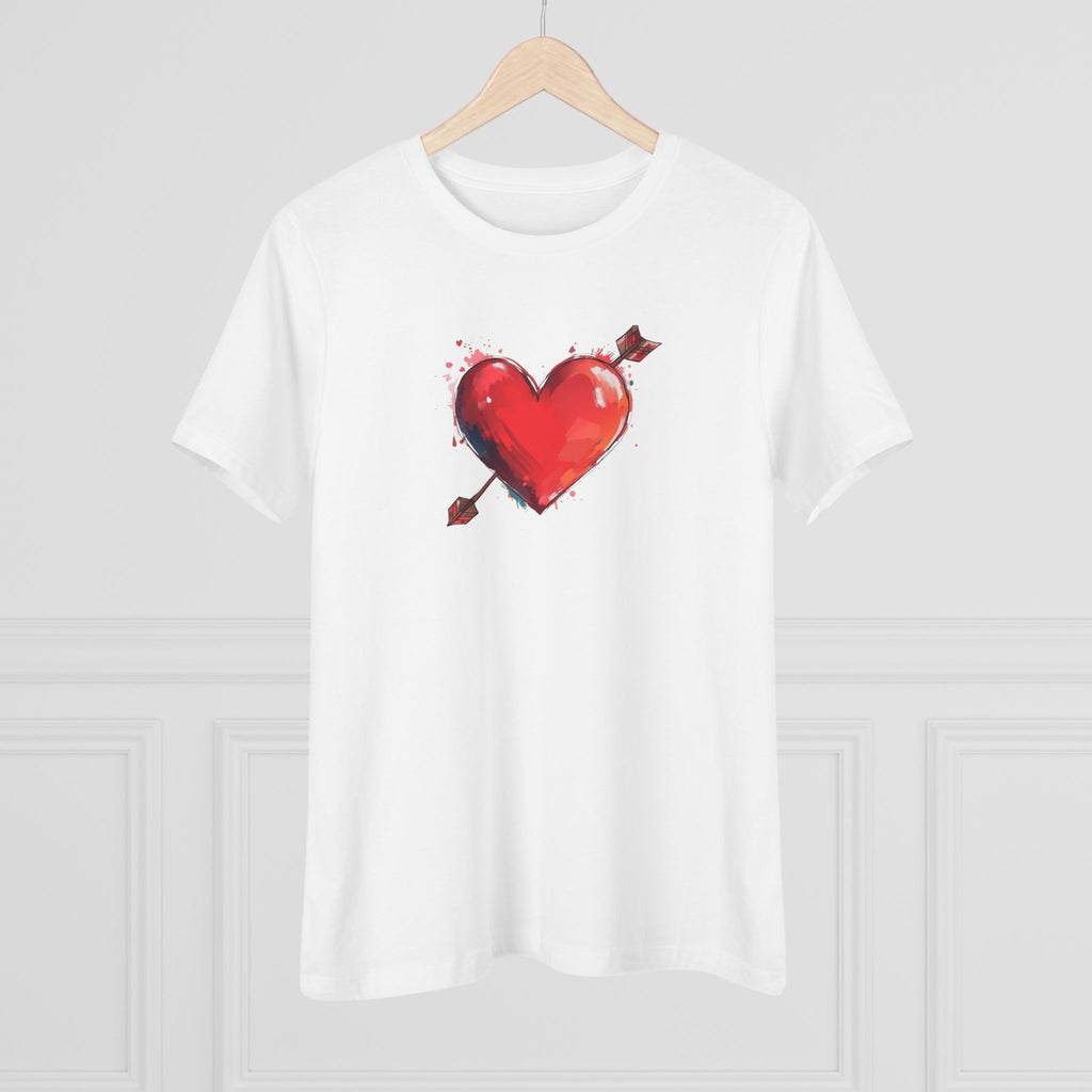 Heart & Arrow Women's Tee — Cute Watercolor Valentine Shirt