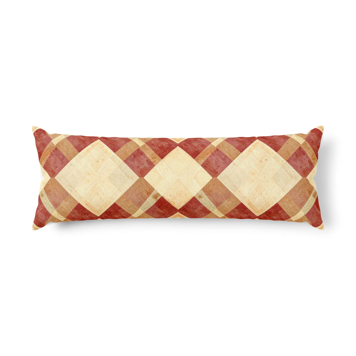 Red Tan Argyle Pattern Body Pillow