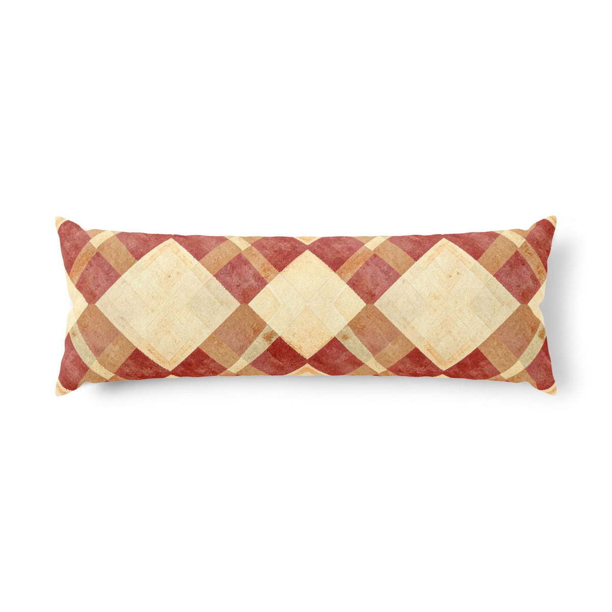 Red Tan Argyle Pattern Body Pillow