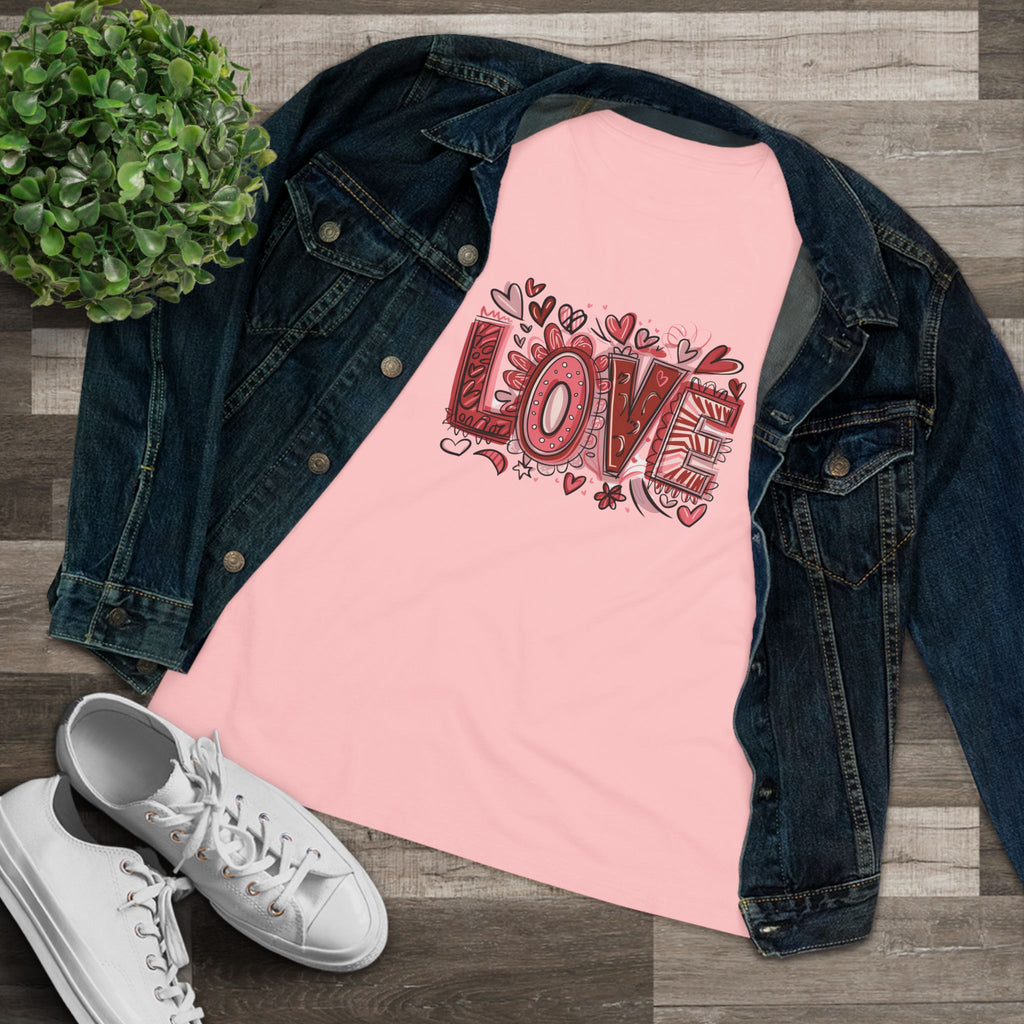 Love Heart Cotton Tee - Valentine's Day Graphic Shirt for Women