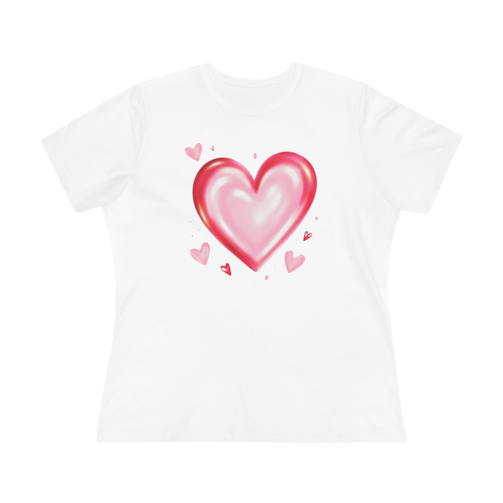 Watercolor Heart Cotton Tee - Pink Heart Graphic Shirt for Women
