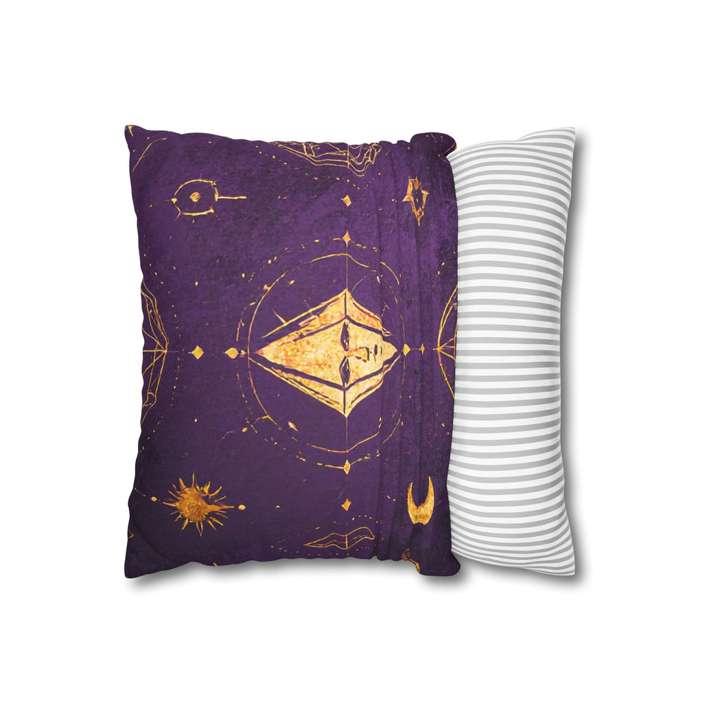 Mystic Celestial Throw Pillow Cover – Purple & Gold