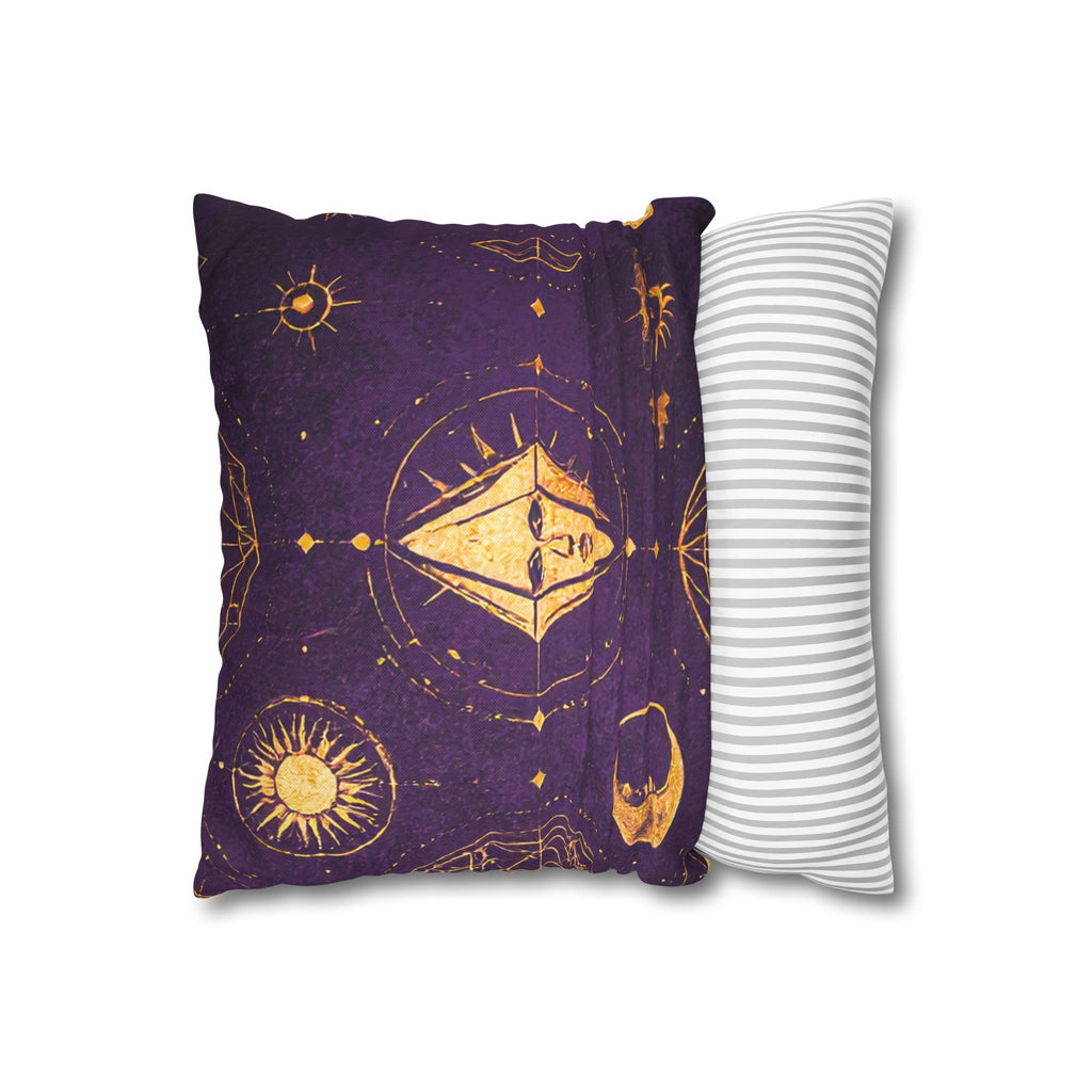 Mystic Celestial Throw Pillow Cover – Purple & Gold