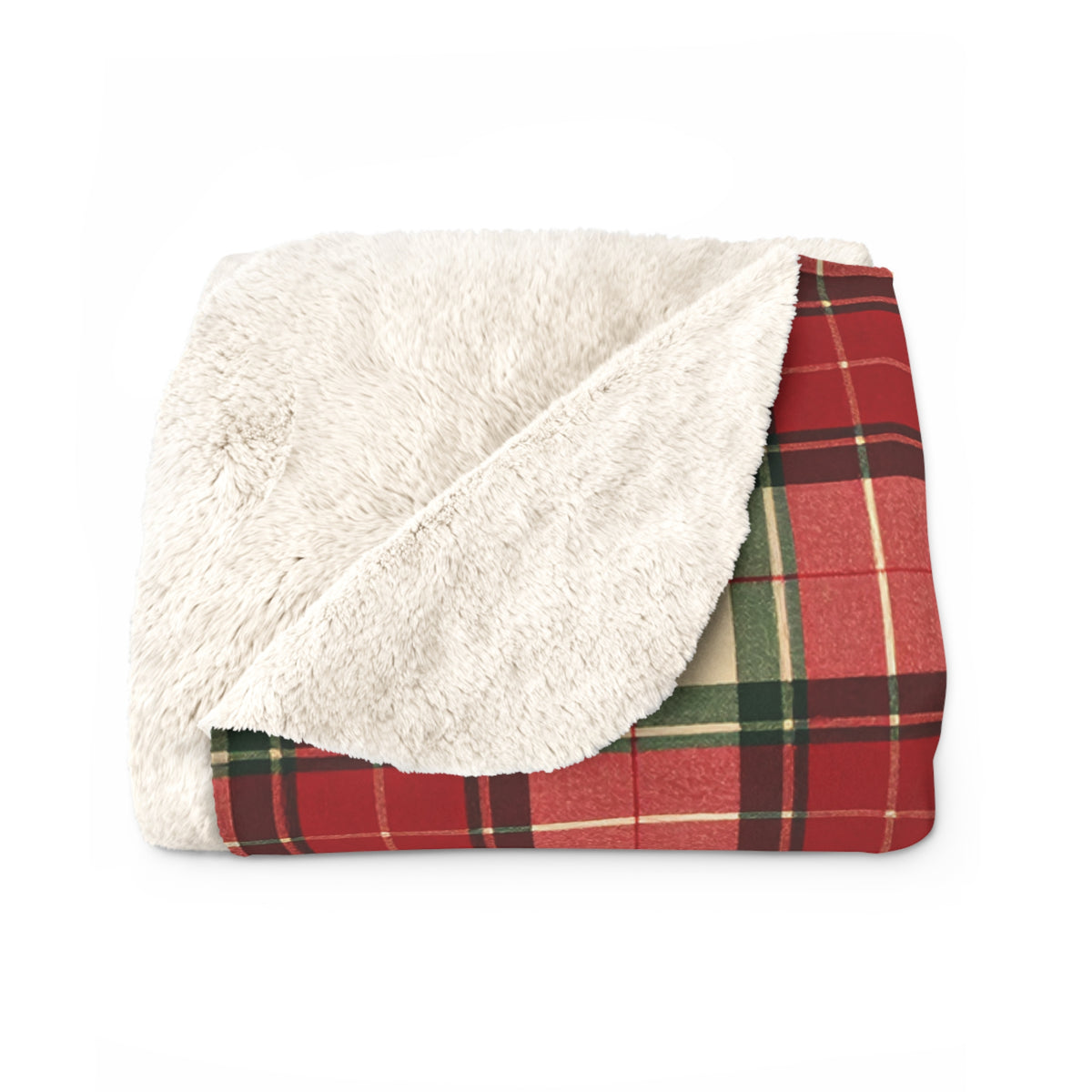 Red Green Tartan Plaid Sherpa Fleece Blanket