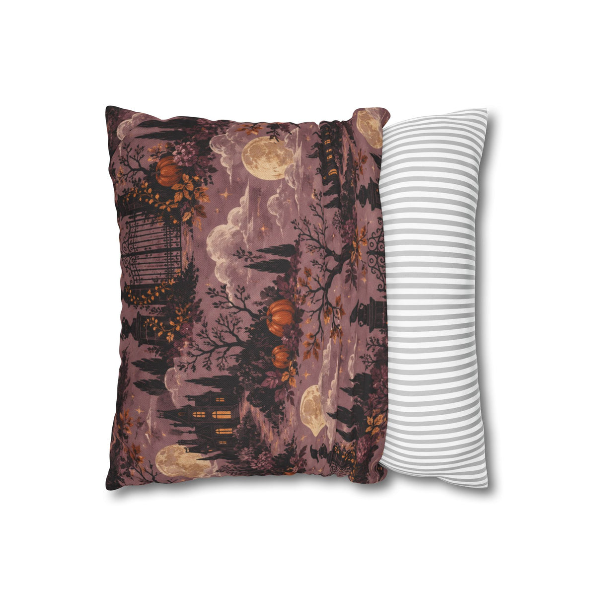 Moonlit Manor Gothic Halloween Throw Pillow Cover