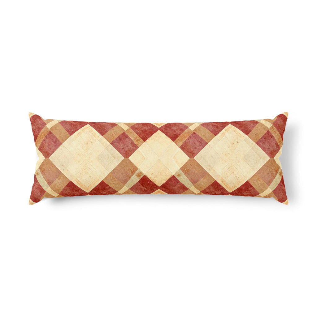 Red Tan Argyle Pattern Body Pillow