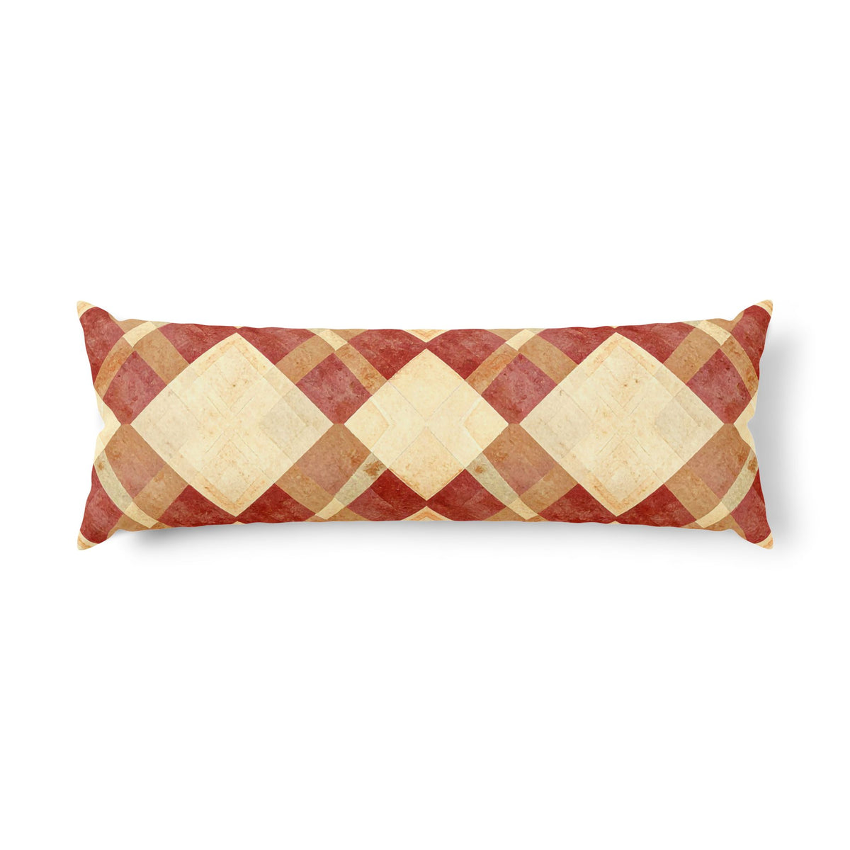 Red Tan Argyle Pattern Body Pillow