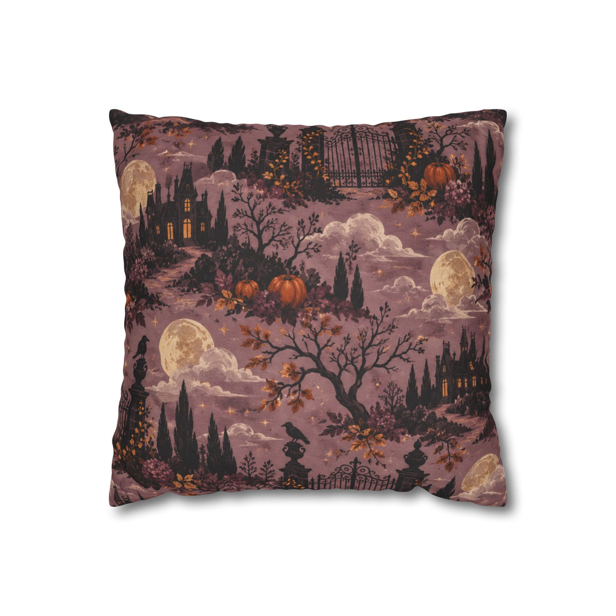 Moonlit Manor Gothic Halloween Throw Pillow Cover