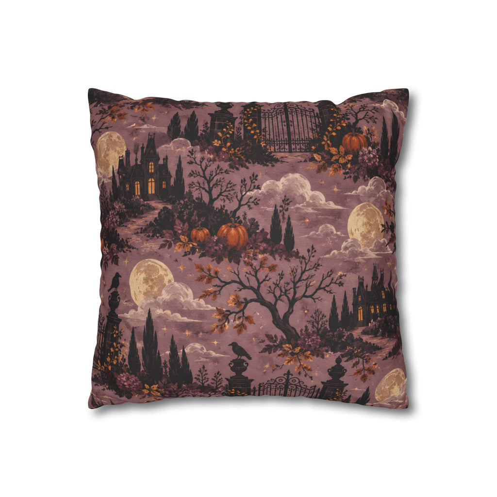 Moonlit Manor Gothic Halloween Throw Pillow Cover