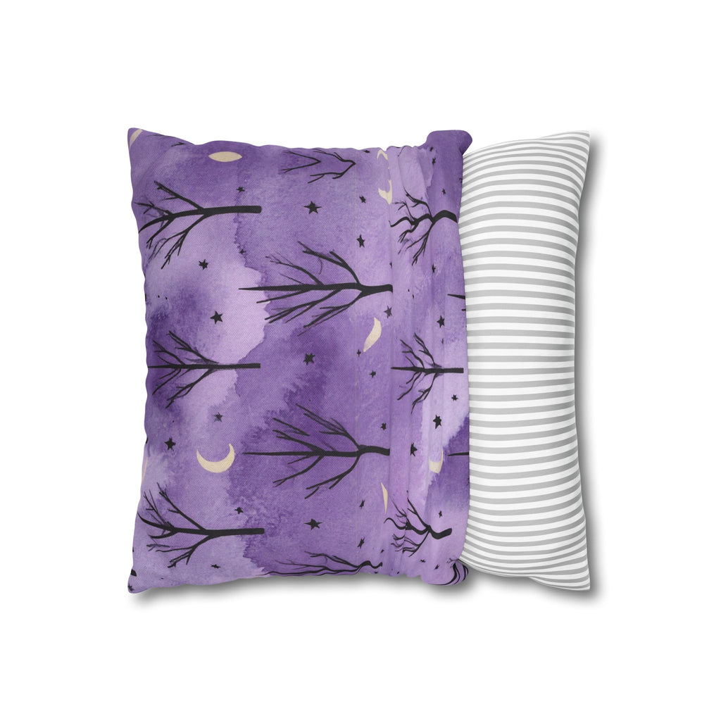 Purple Moonlit Forest Throw Pillow Cover