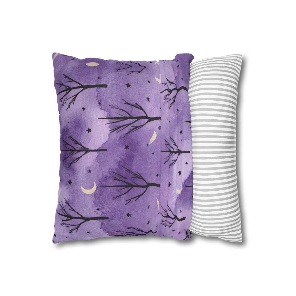 Purple Moonlit Forest Throw Pillow Cover
