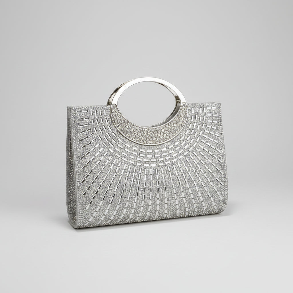 Golden Rhinestone Evening Clutch - Sparkly Glitter Party Purse for Weddings