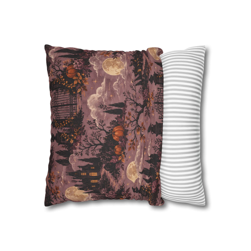 Moonlit Manor Gothic Halloween Throw Pillow Cover