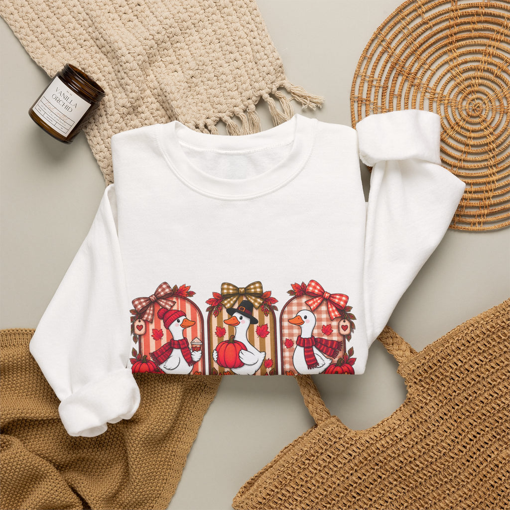 Thankful Geese Crewneck Sweatshirt — Fall Thanksgiving Cozy Pullover