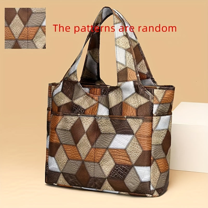 Women's Plaid Tote Bag - Large Capacity Shoulder Handbag