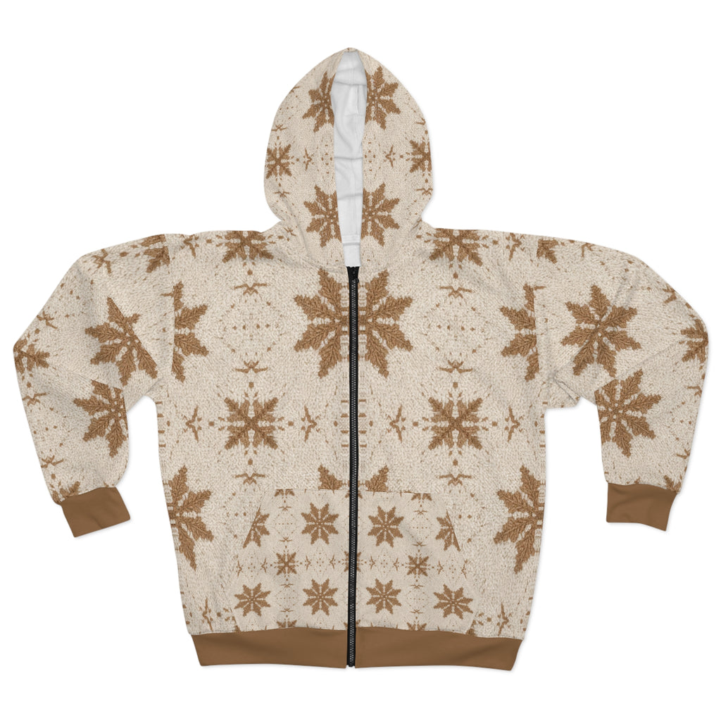 Cozy Nordic Snowflake Zip Hoodie